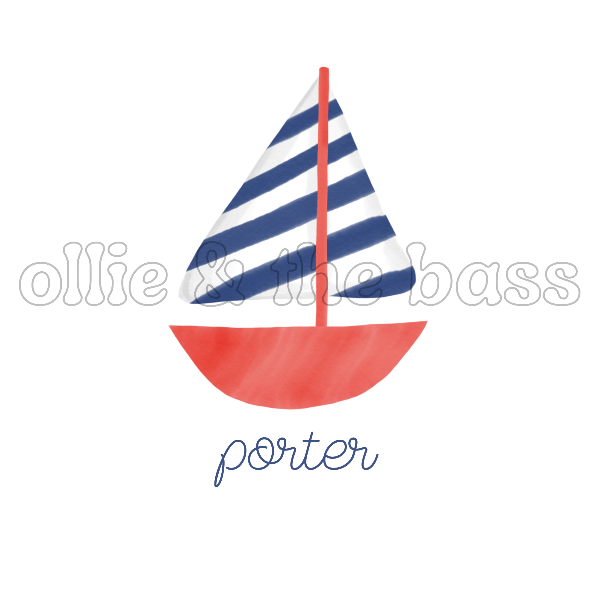 Sailboat Navy Blue & Red