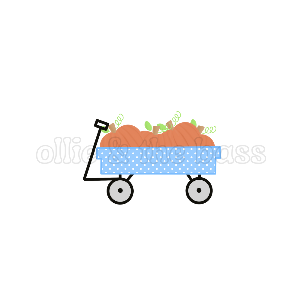 Blue Wagon with Pumpkin