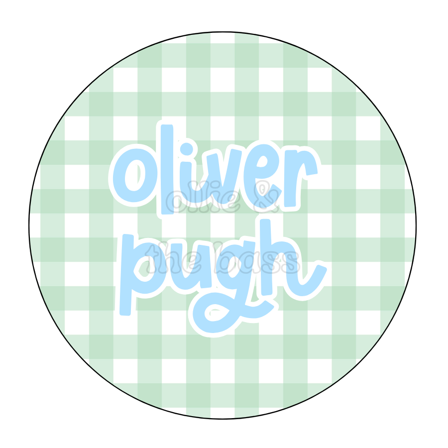 Bag Tag: Green and Blue Gingham
