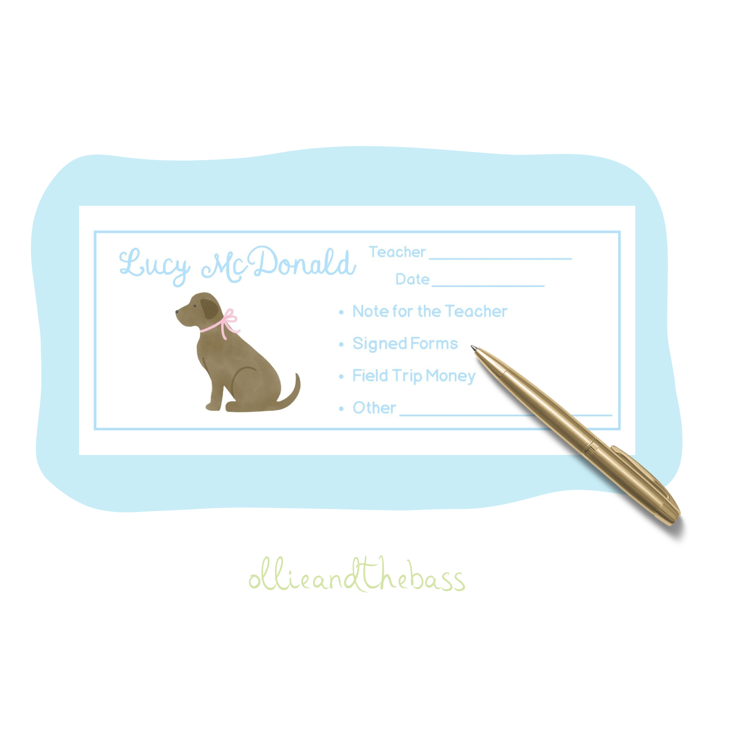 Chocolate Lab w/ Bow- School Envelopes