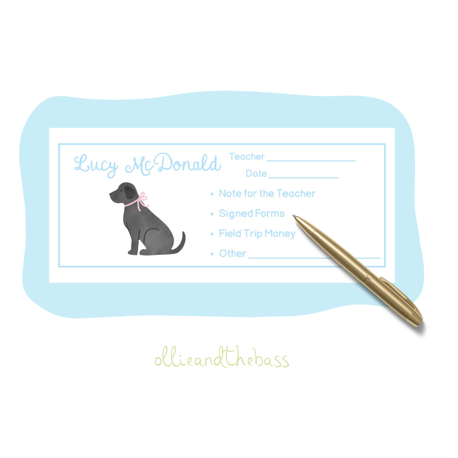 Black Lab w/ Bow- School Envelopes