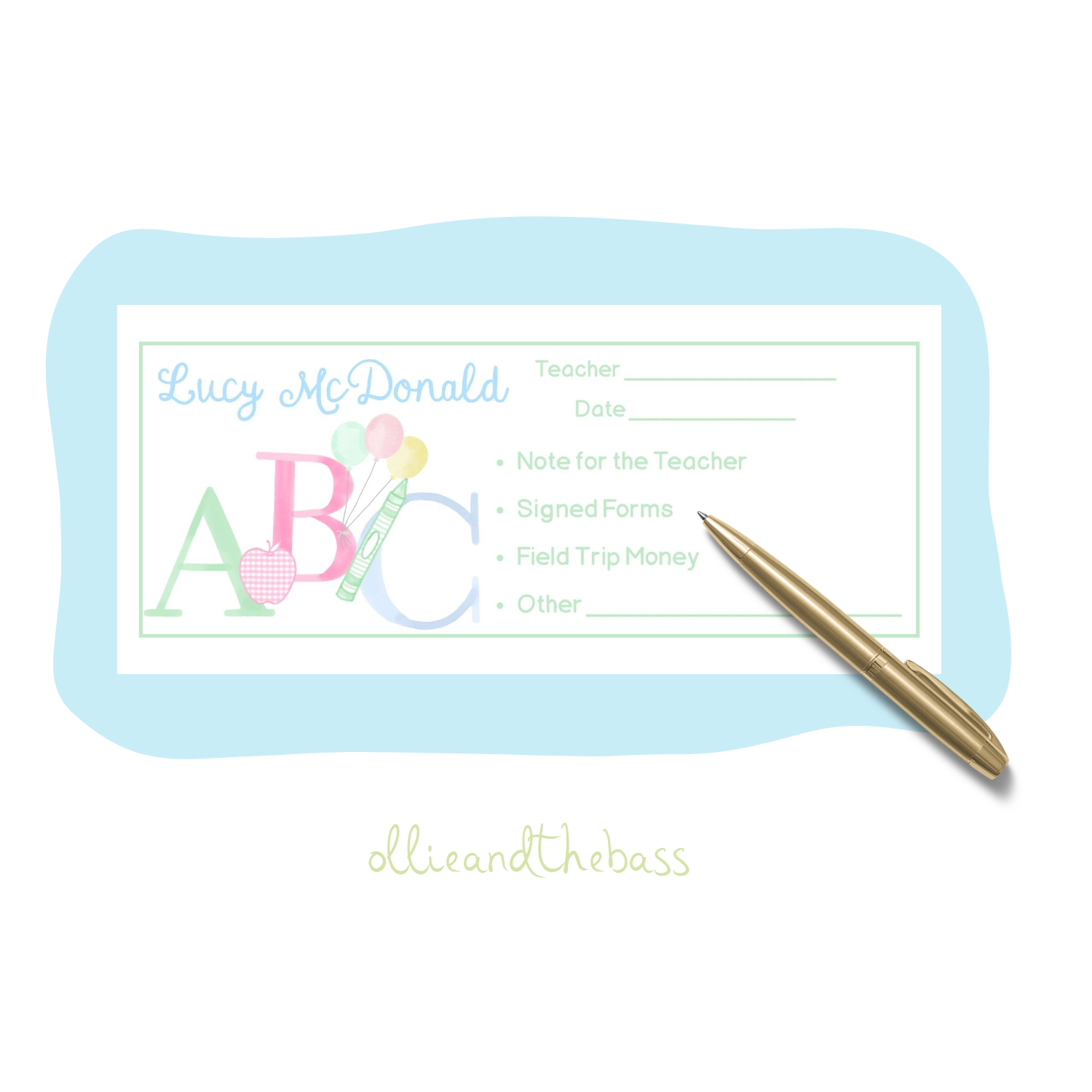 Pastel ABC-  School Envelopes