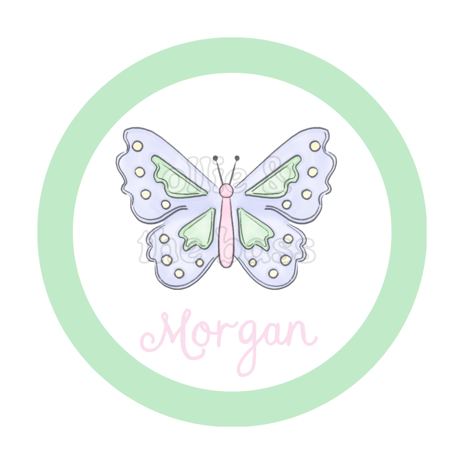 Bag Tag: Green + Lavender Butterfly