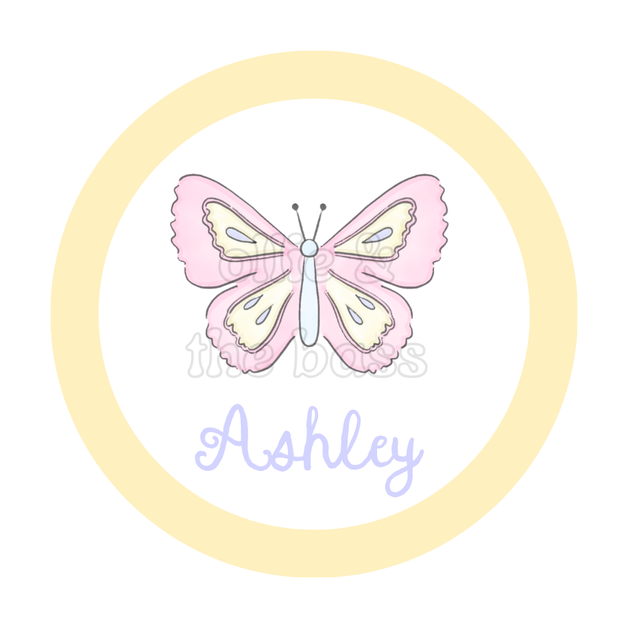 Bag Tag: Pink & Yellow Butterfly