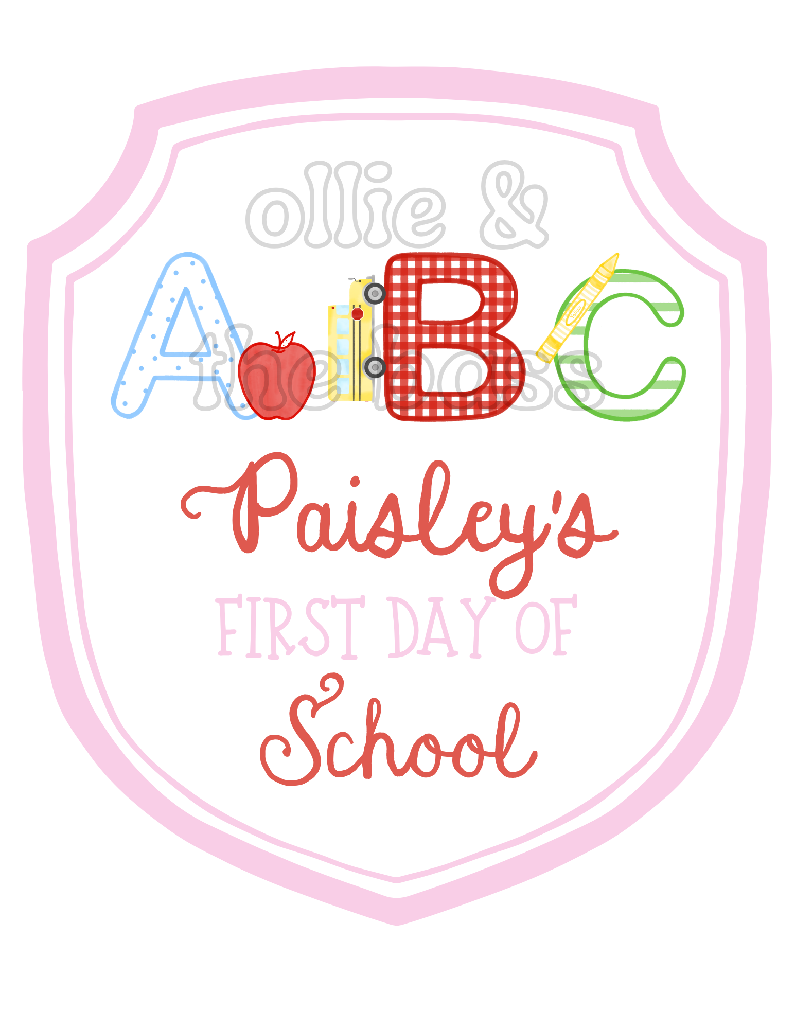 Pink "ABC" School Banner