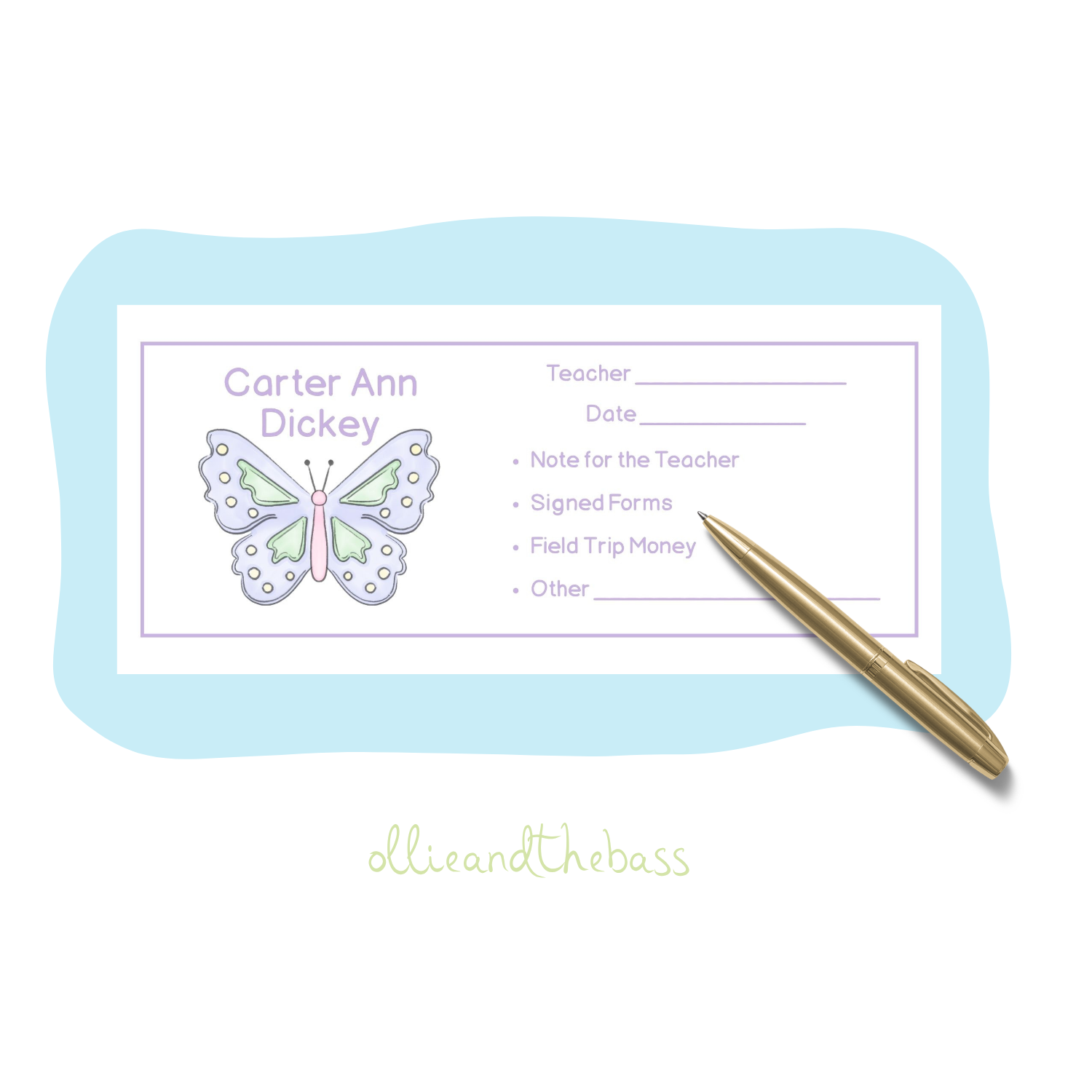 Lavender Butterfly - School Envelopes