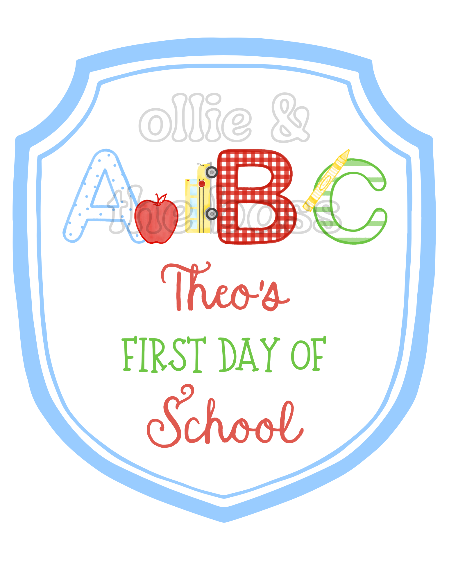 Blue "ABC" School Banner