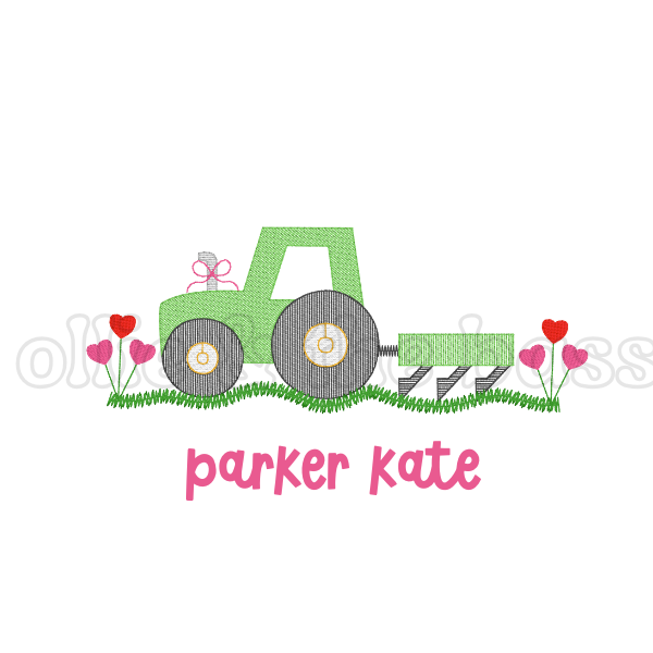 Girl Valentines Tractor
