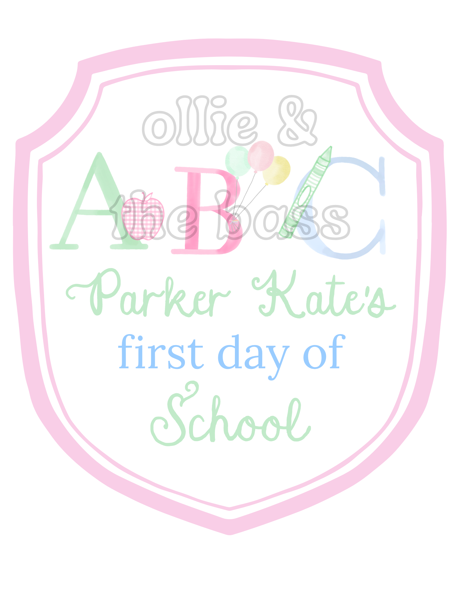 Pastel Pink "ABC" School Banner