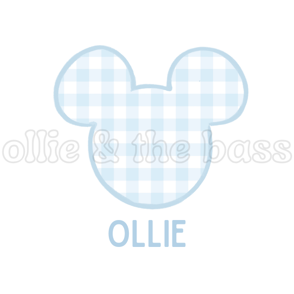 Blue Gingham Mouse Head