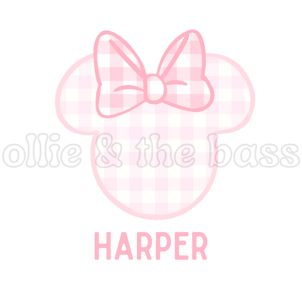 Pink Gingham Mouse Head