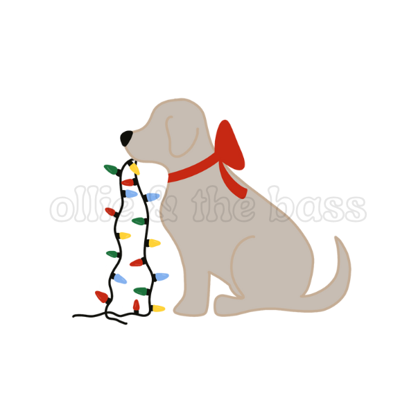 Christmas Girl Dog with Lights