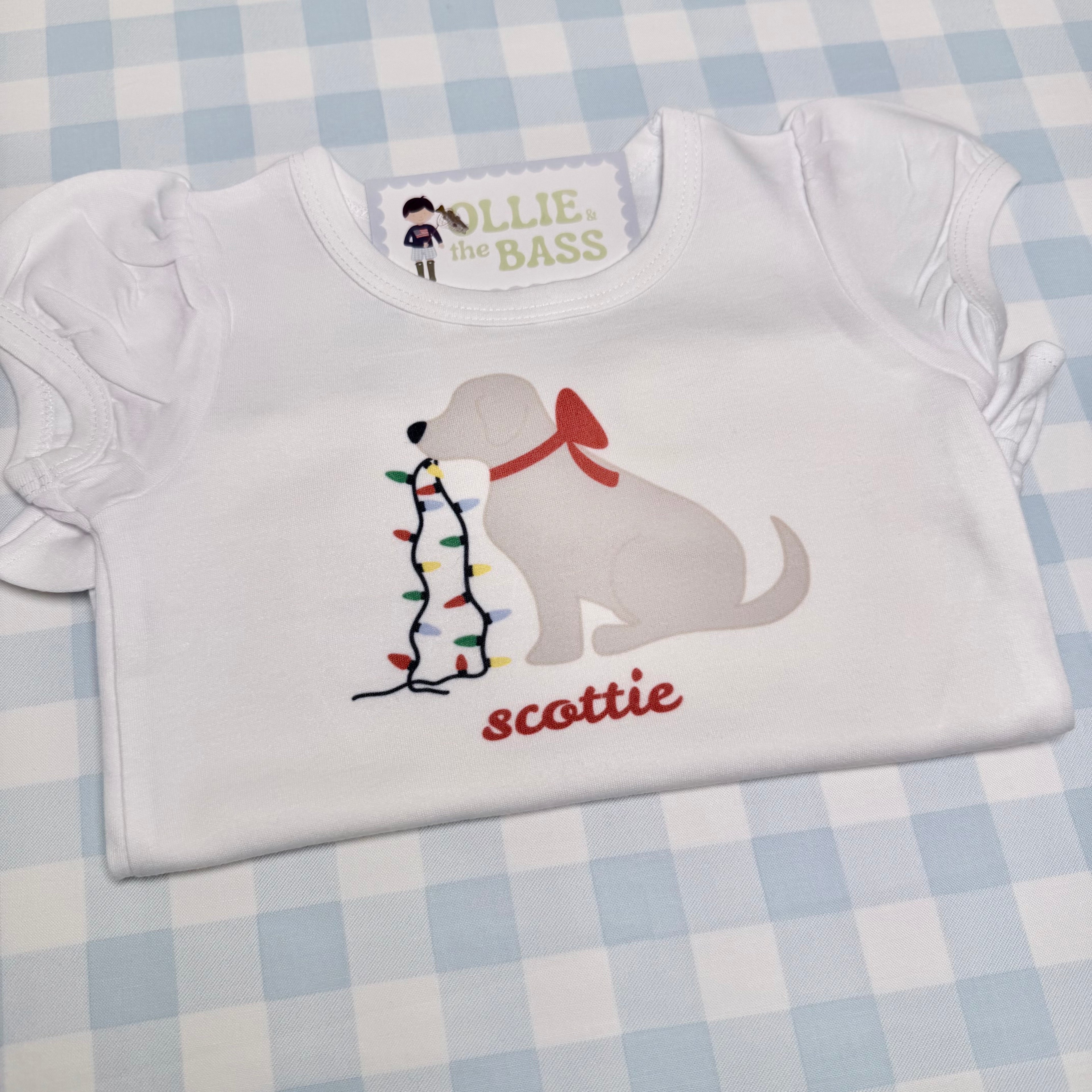 Christmas Girl Dog with Lights