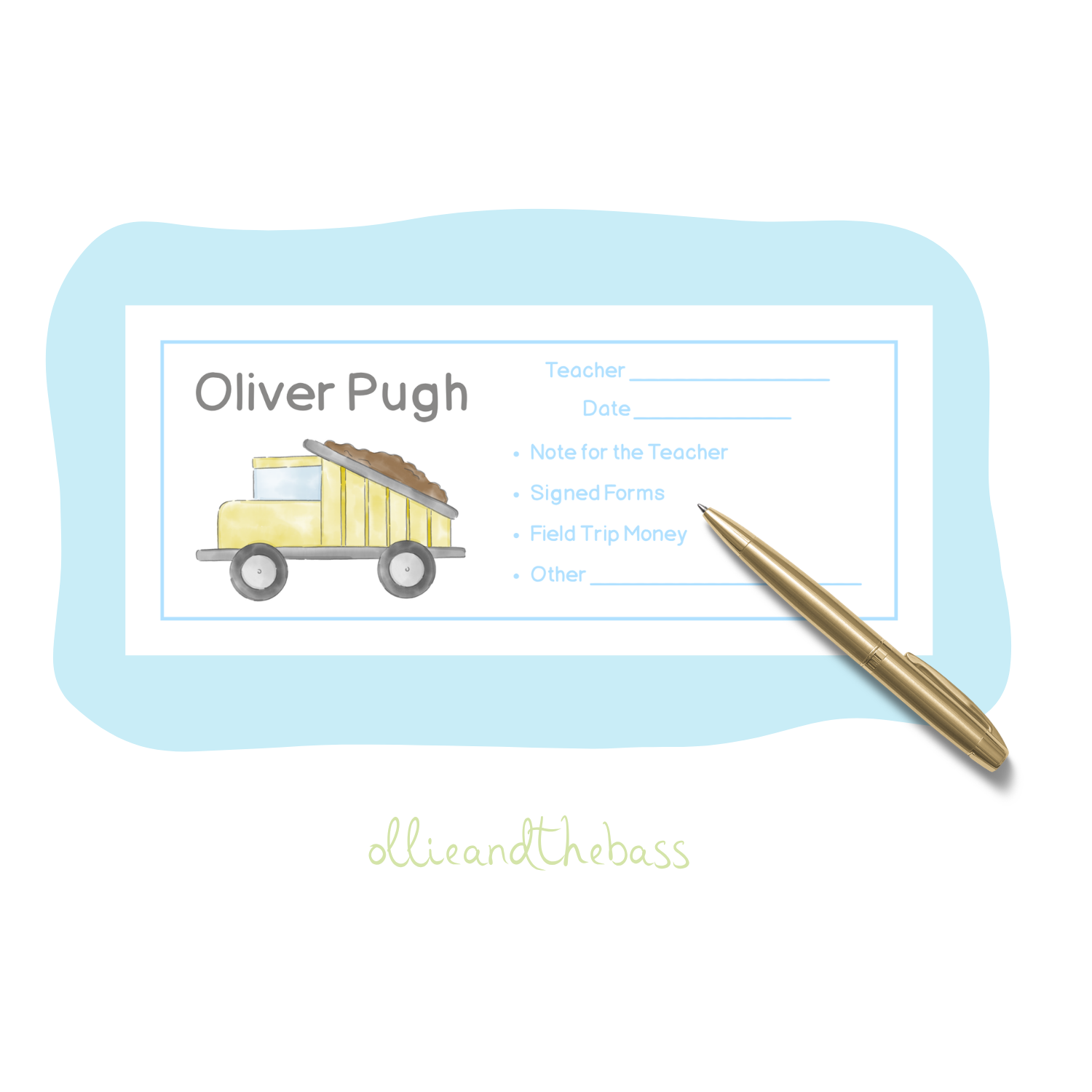 Construction Vehicles School Envelopes